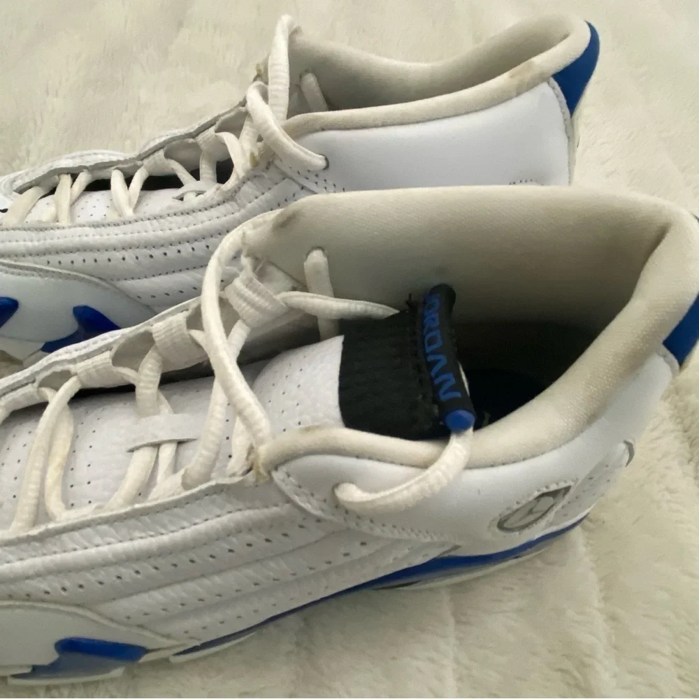 Jordan 14 Retro White Hyper Royal Sneakers Shoes GS Size 7Y